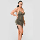 Metallic Glitter Sweetheart Dress - Regal Gold - VacationGrabs