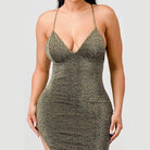 Metallic Glitter Sweetheart Dress - Regal Gold - VacationGrabs