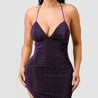Metallic Glitter Sweetheart Dress - Regal Purple - VacationGrabs