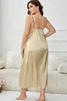 Elegant gold midi night dress for women with adjustable straps and a soft satin finish