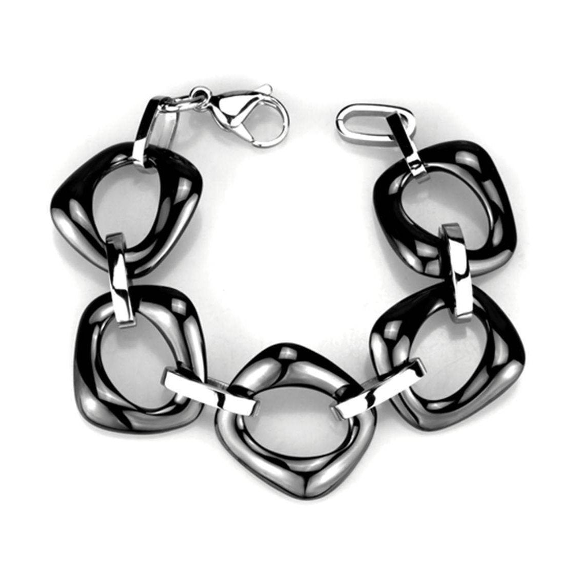 Modern silver link bracelet featuring bold geometric shapes for a stylish look