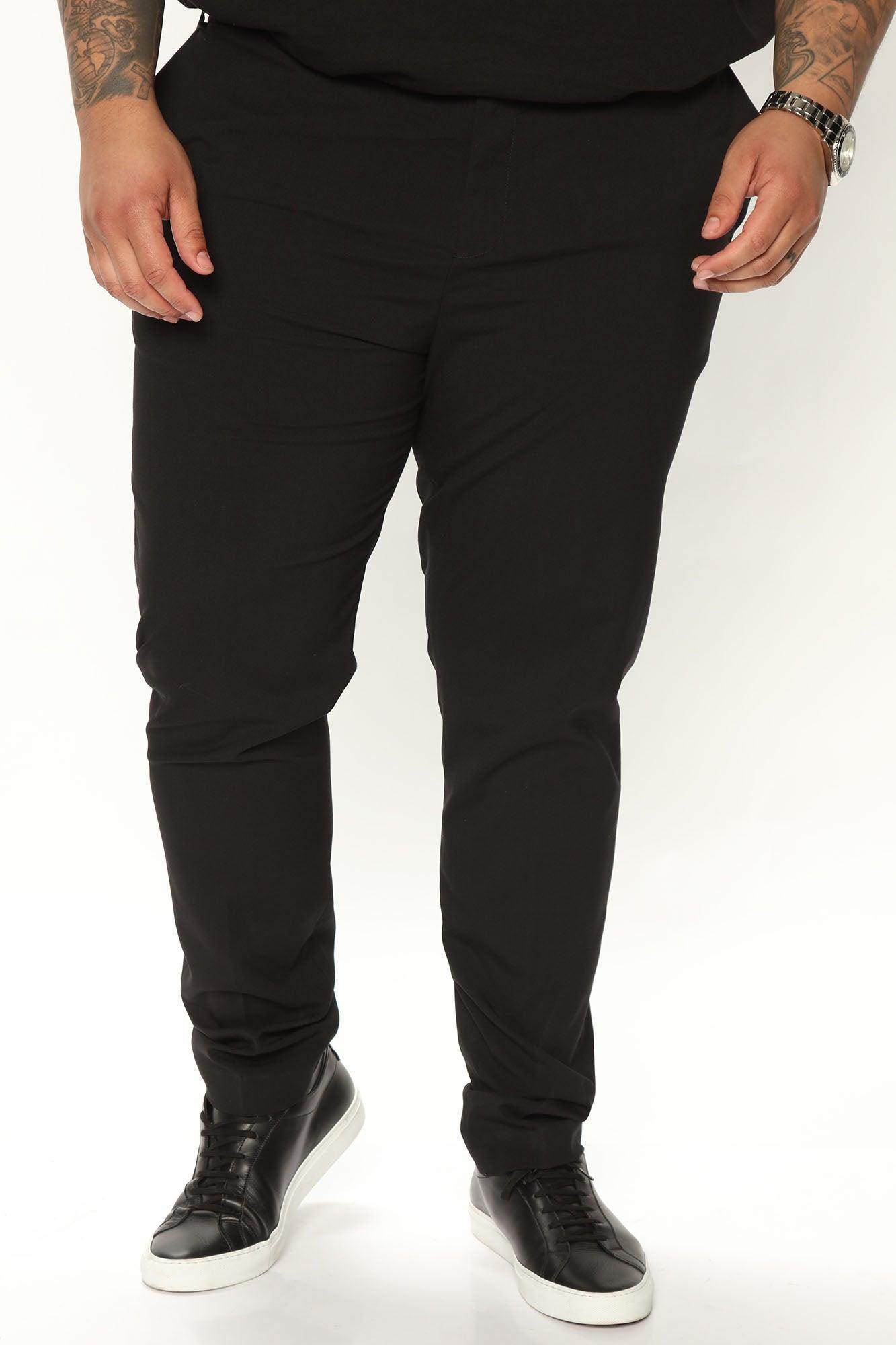 Men's modern slim fit trousers black with a sleek design, perfect for casual and formal occasions
