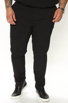 Men's modern slim fit trousers black with a sleek design, perfect for casual and formal occasions