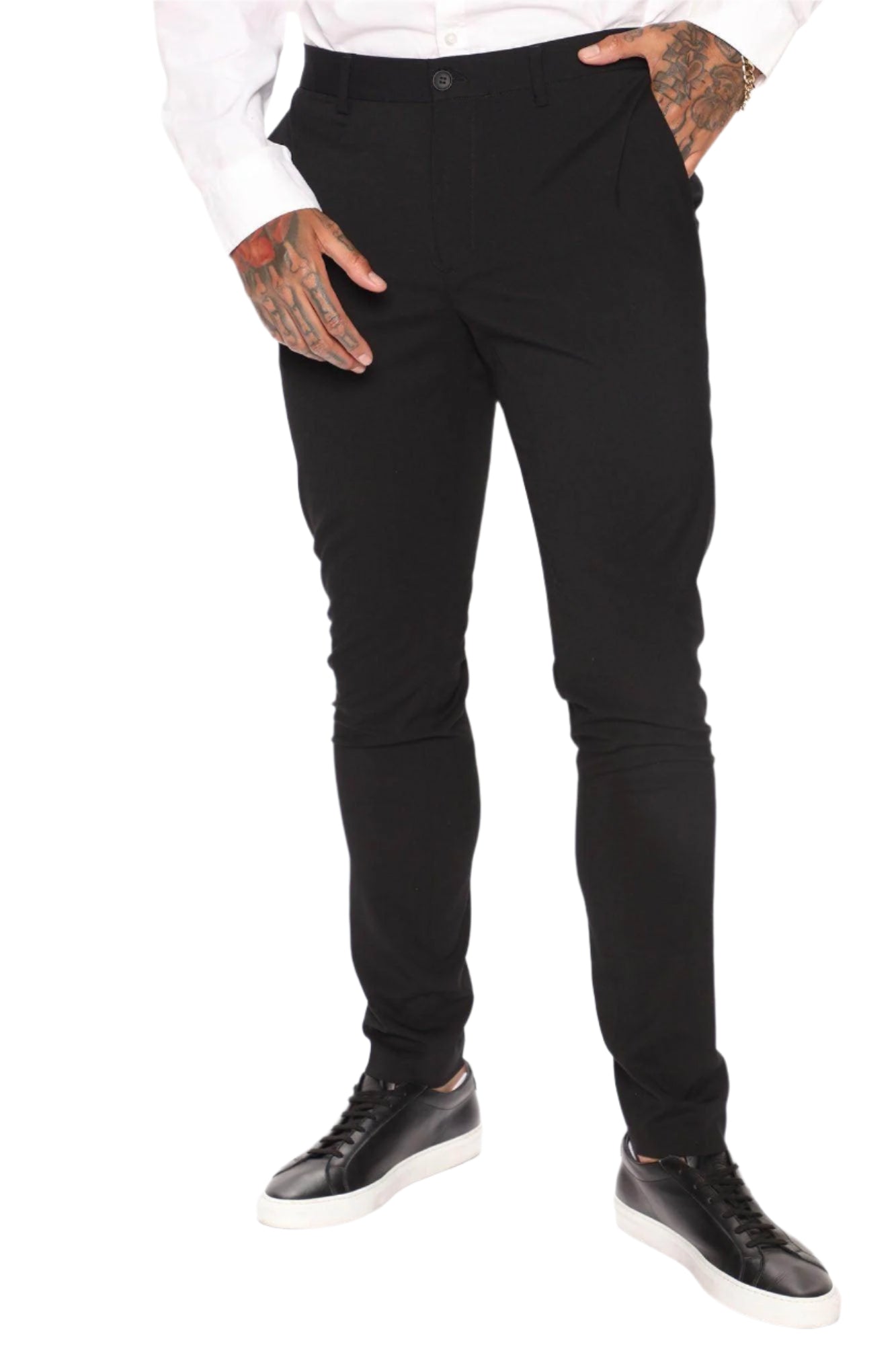 Fashion Nova modern slim fit trousers black featuring a sleek design for stylish men