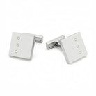 VacationGrabs modern square cufflinks for men featuring a sleek brushed finish and three decorative stones