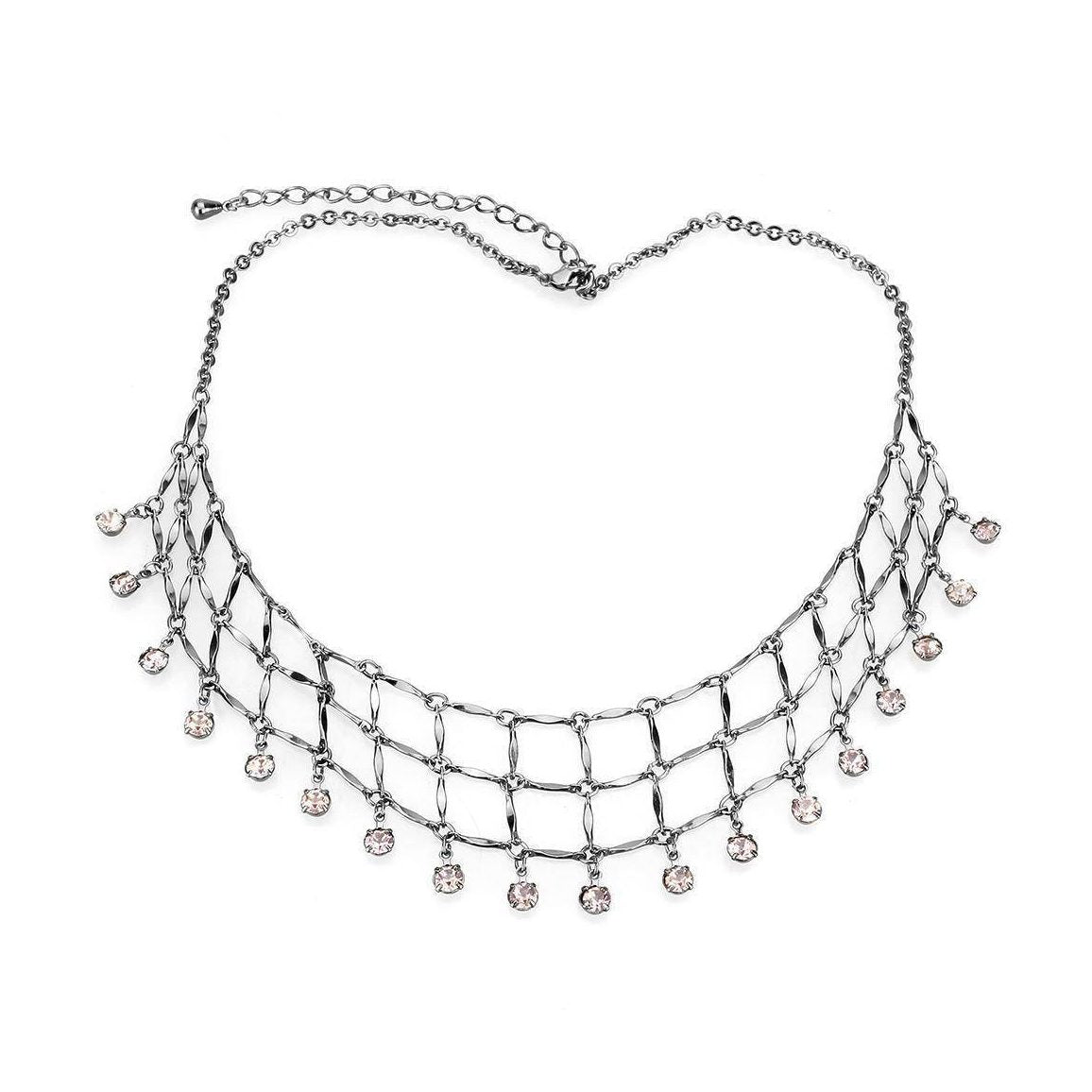 Silver Modern Vacation Jewelry for Women Necklace with Dazzling Crystal Accents