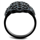 Montana Queen ring featuring a unique black design embellished with sparkling blue crystals