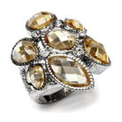 Stylish silver no plating fashion ring adorned with large yellow gemstones for elegant occasions