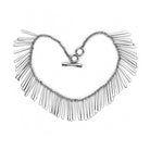 No plating stainless steel choker necklace with unique bar design and secure toggle closure