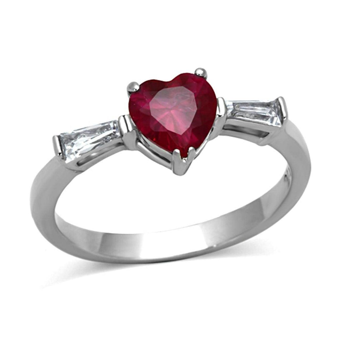 Heart-shaped Ruby Engagement Ring in no plating stainless steel jewelry with accent stones