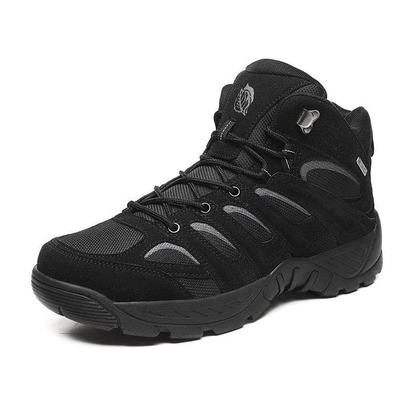 VacationGrabs non-slip tactical ankle boots in black with durable materials and rugged design for outdoor activities
