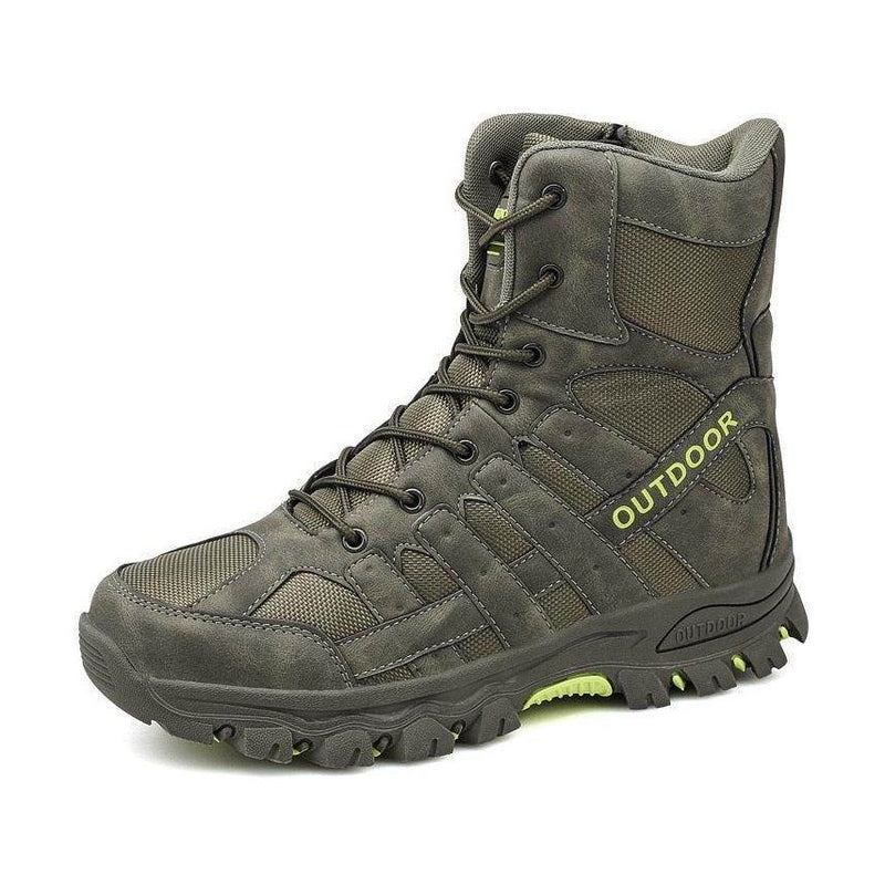 VacationGrabs warm winter combat boots in dark green with durable outsole for outdoor activities
