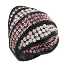 Elegant black ring adorned with pale pink crystal rings for a fashionable touch