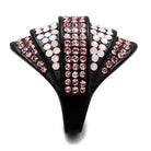 Stylish black ring encrusted with pale pink crystal rings for a trendy look