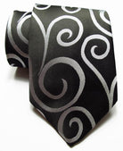 Stylish patterned silk neckties in black with elegant swirl design for formal occasions