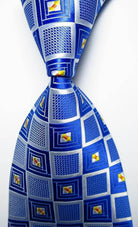 VacationGrabs patterned silk neckties in vibrant blue with geometric designs for a stylish touch