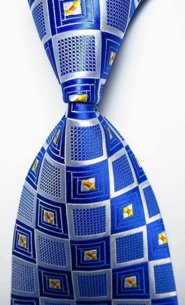 VacationGrabs patterned silk neckties in vibrant blue with geometric designs for a stylish touch