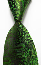 Patterned silk neckties in green paisley design for stylish men's accessories