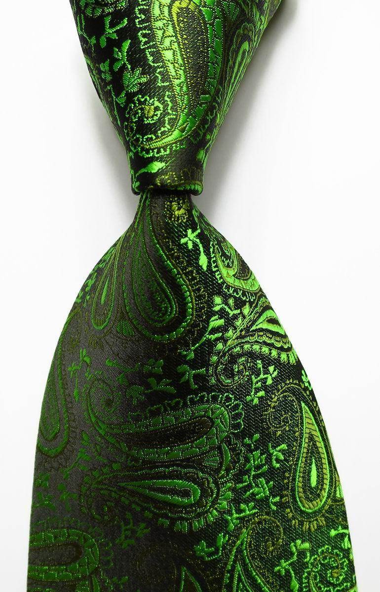 Patterned silk neckties in green paisley design for stylish men's accessories