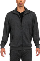 Mens VacationGrabs performance jacket zipper front in black, ideal for casual outings and athletic wear