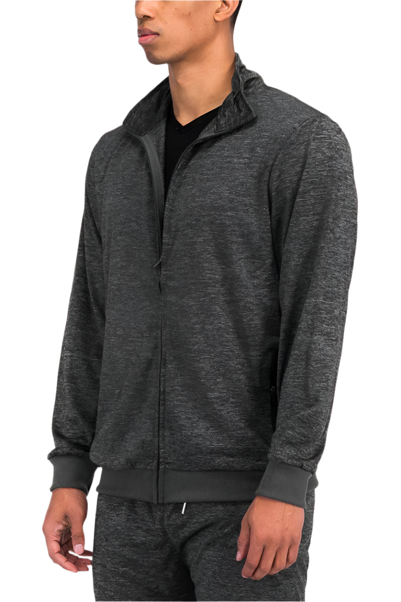 Mens VacationGrabs performance jacket zipper front in dark gray for active wear and comfort