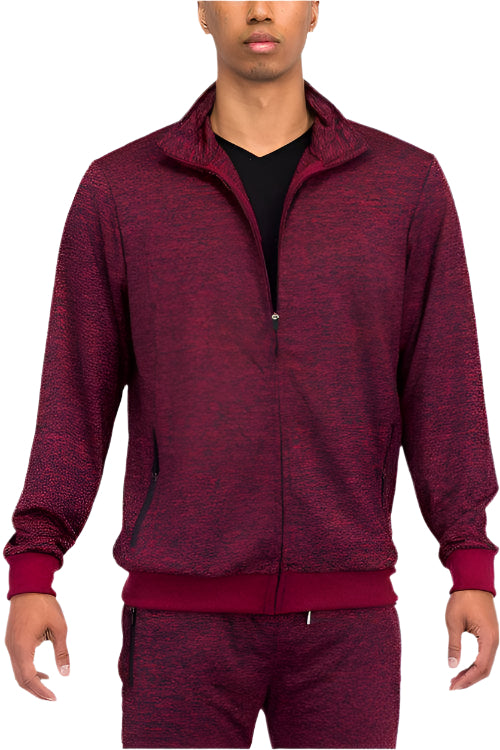 Mens VacationGrabs performance jacket zipper front in burgundy with side pockets and athletic fit