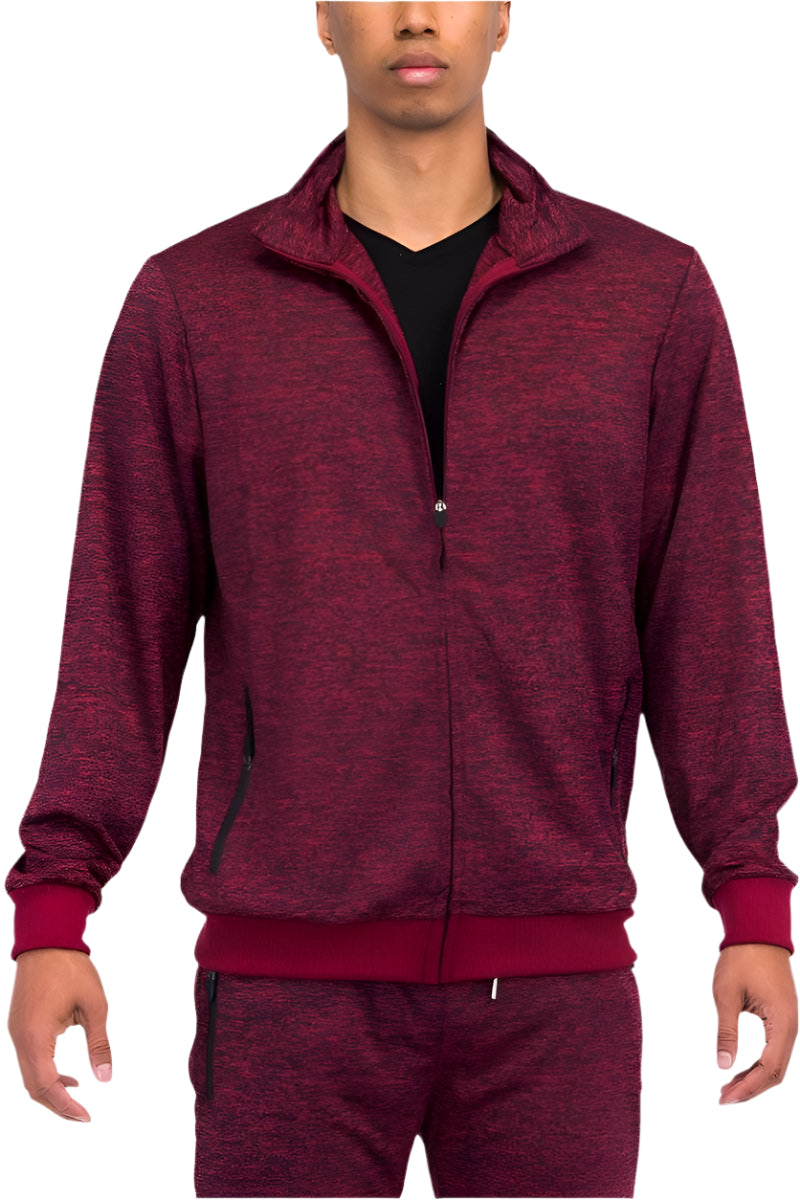 Mens VacationGrabs performance jacket zipper front in burgundy with a sleek design and side pockets