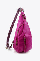 Trendsi pink PU leather sling bag with stylish design and convenient zip pockets