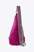 Trendsi pink PU leather sling bag with a stylish patterned strap for everyday use