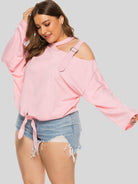 Trendsi plus size cold shoulder top in pink with a trendy design and adjustable straps