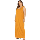 Trendsi plus size maxi tank dress in mustard yellow, perfect for casual outings and summer events