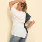 Trendsi plus size striped t-shirt with a stylish two-tone design and relaxed fit for comfortable wear