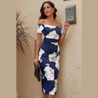 Trendsi printed split maxi dress featuring floral design and off-shoulder neckline for a stylish look