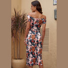 Trendsi printed split maxi dress featuring floral patterns and an off-shoulder design for a stylish look