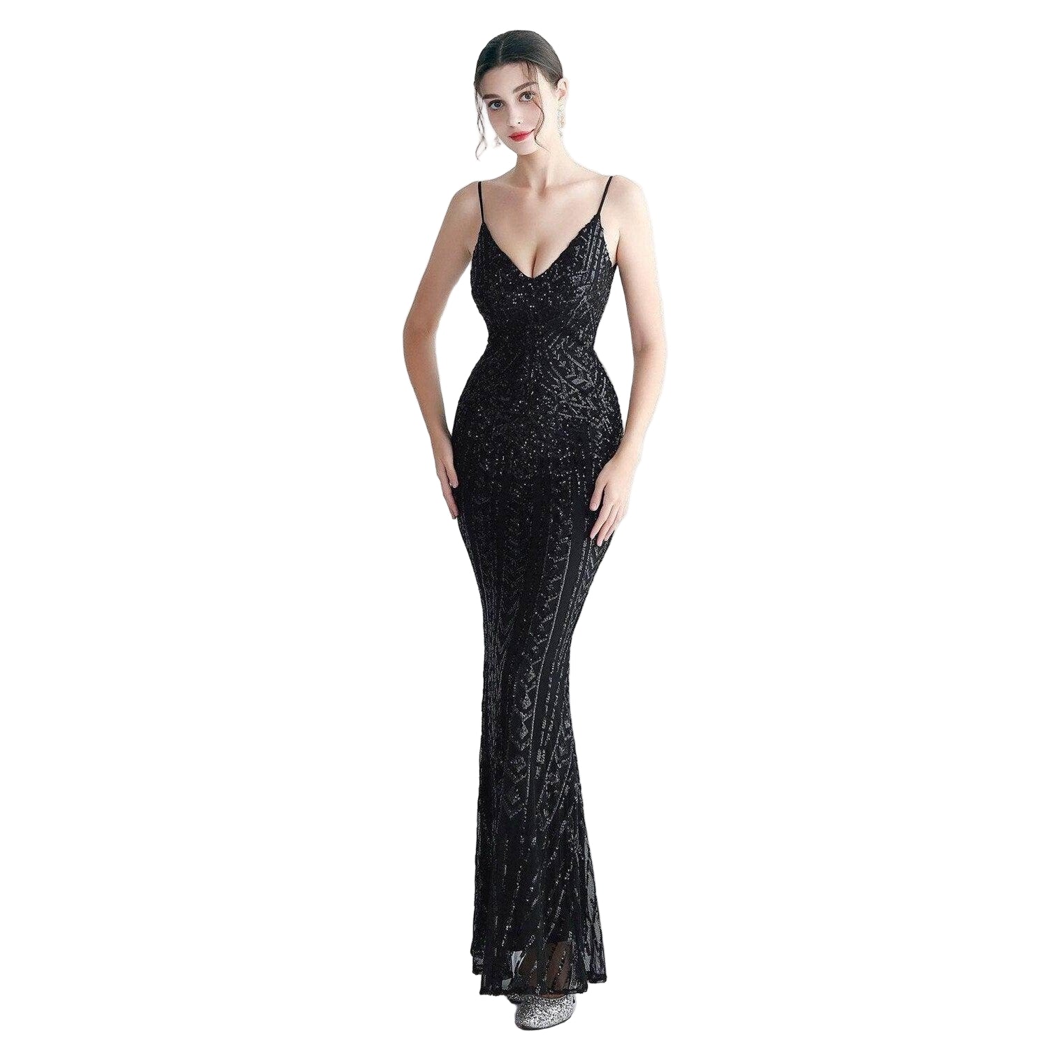 Elegant purple sequin dress women with a fitted silhouette and adjustable straps for special occasions