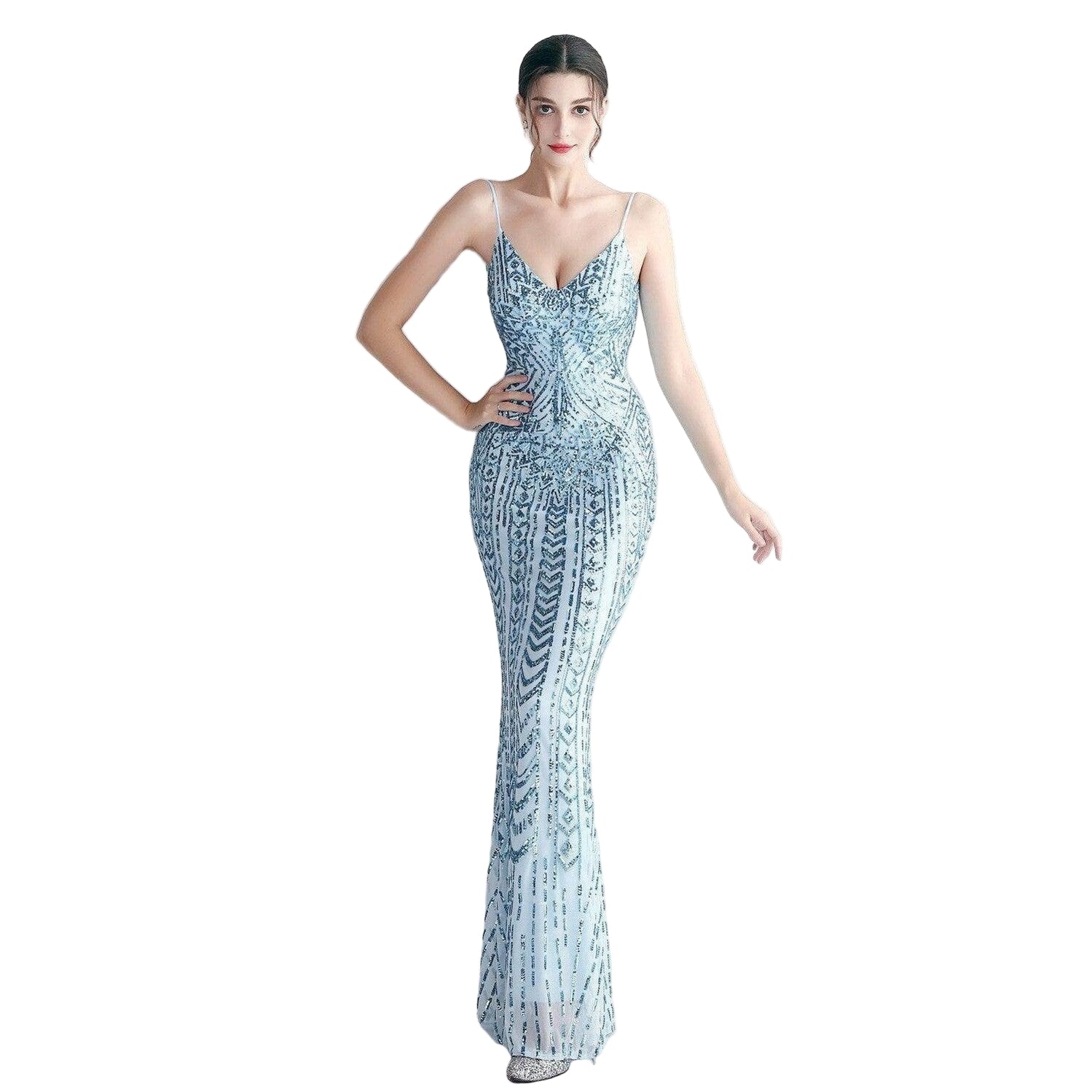 Elegant purple sequin dress women featuring a fitted silhouette and intricate design for special occasions