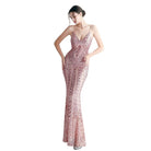 Elegant Yidingzs purple sequin dress women featuring a fitted silhouette and stunning embellishments