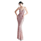 Elegant purple sequin dress women featuring a flattering silhouette and intricate design for special occasions