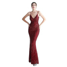 Elegant purple sequin dress women with a fitted silhouette and spaghetti straps for special occasions