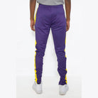 Men's purple yellow track pants by VacationGrabs with a comfortable fit and stylish design