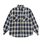 Navy and white checked quilted flannel shirt by VacationGrabs with two front pockets