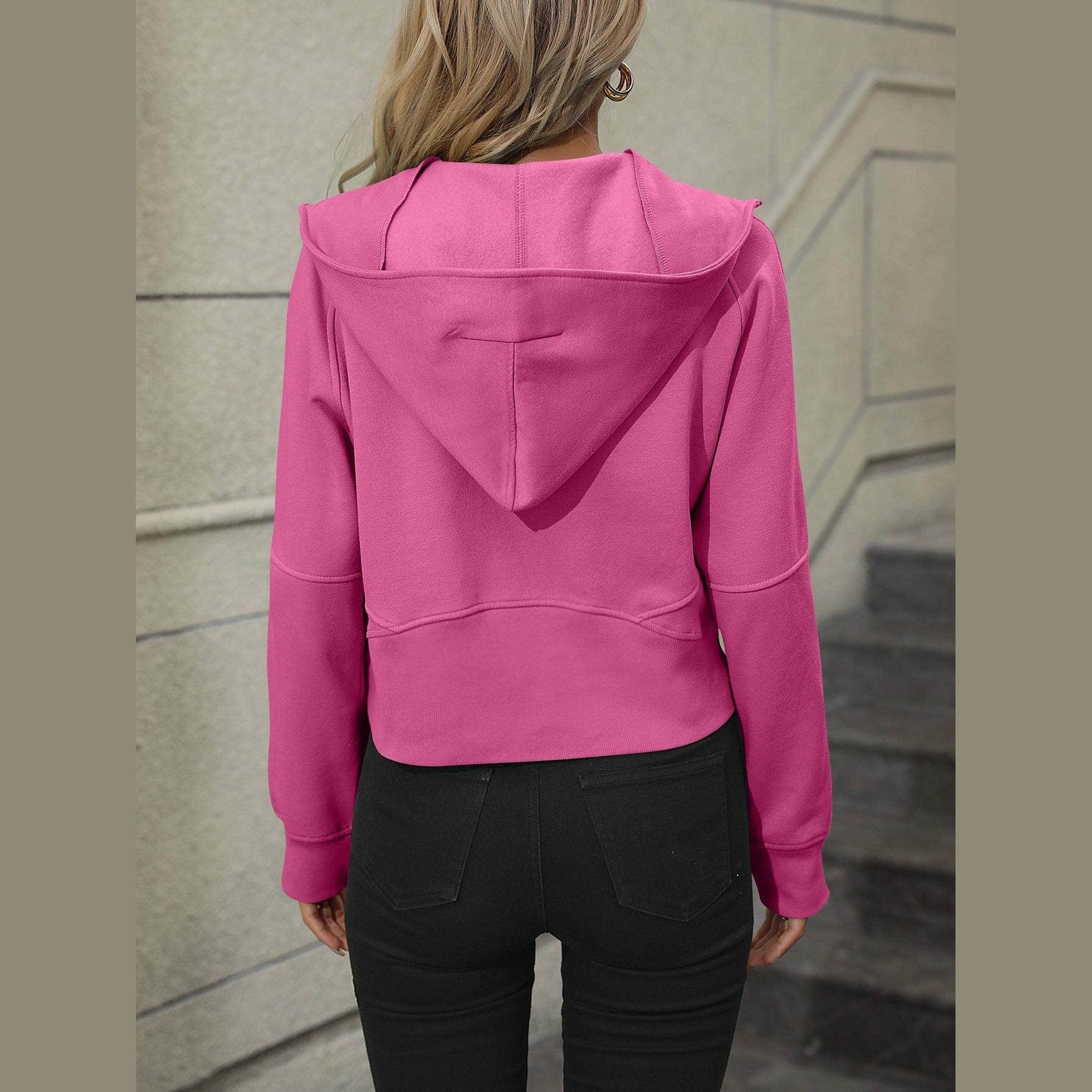 Trendsi Women's Pink Raglan Sleeve Hoodie with Cropped Design for Casual Wear