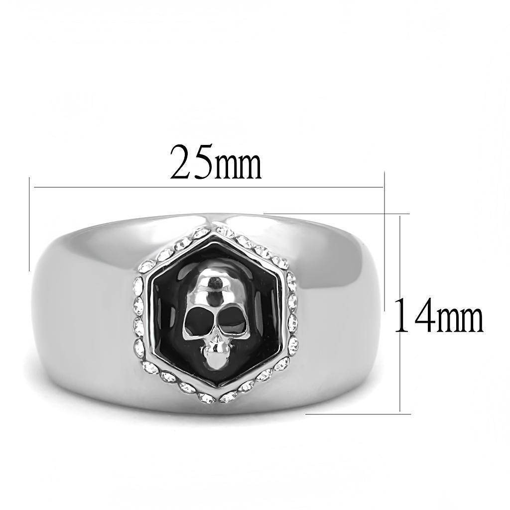 VacationGrabs rhinestone skull ring for men featuring a sleek design with a black skull centerpiece