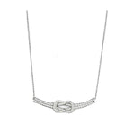 Elegant rhodium brass necklace for women with intertwined design and sparkling accents