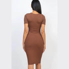 Women's Dresses Ribbed Bodycon Midi Dress - Brown