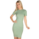 Ribbed Bodycon Midi Dress - Green - VacationGrabs