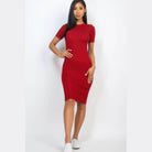 Women's Dresses Ribbed Bodycon Midi Dress - Wine