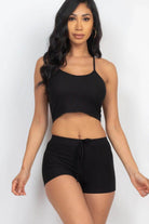 Ribbed Crop Cami Top & Shorts Set - VacationGrabs