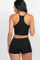 Ribbed Crop Cami Top & Shorts Set - VacationGrabs