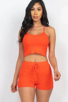 Ribbed Crop Cami Top & Shorts Set - VacationGrabs